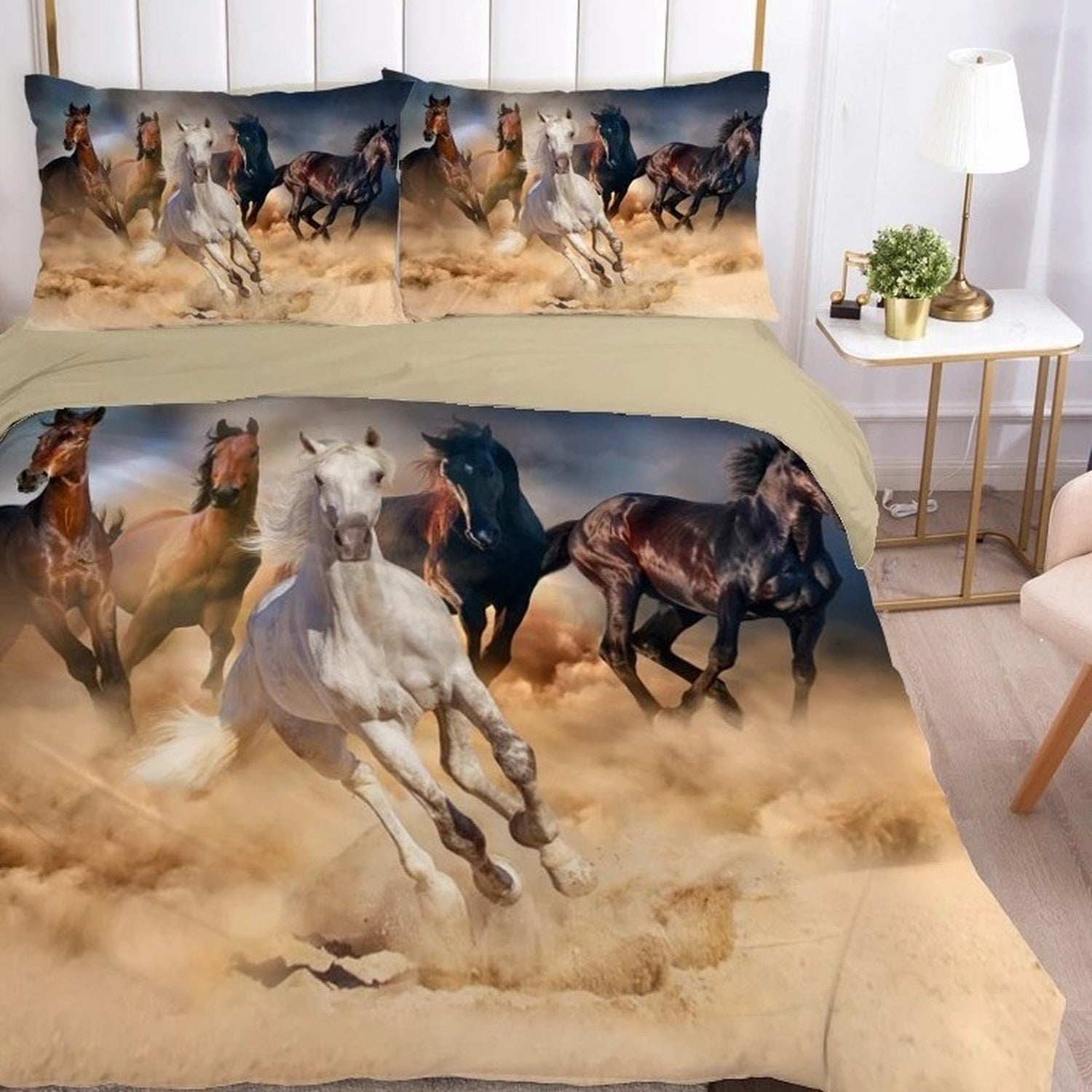 Parure de lit cheval motif Chevaux dans la tempête