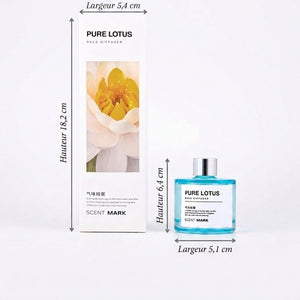 Dimensions diffuseur de parfum bouteille 6,4 cm et boîte 18,2 cm