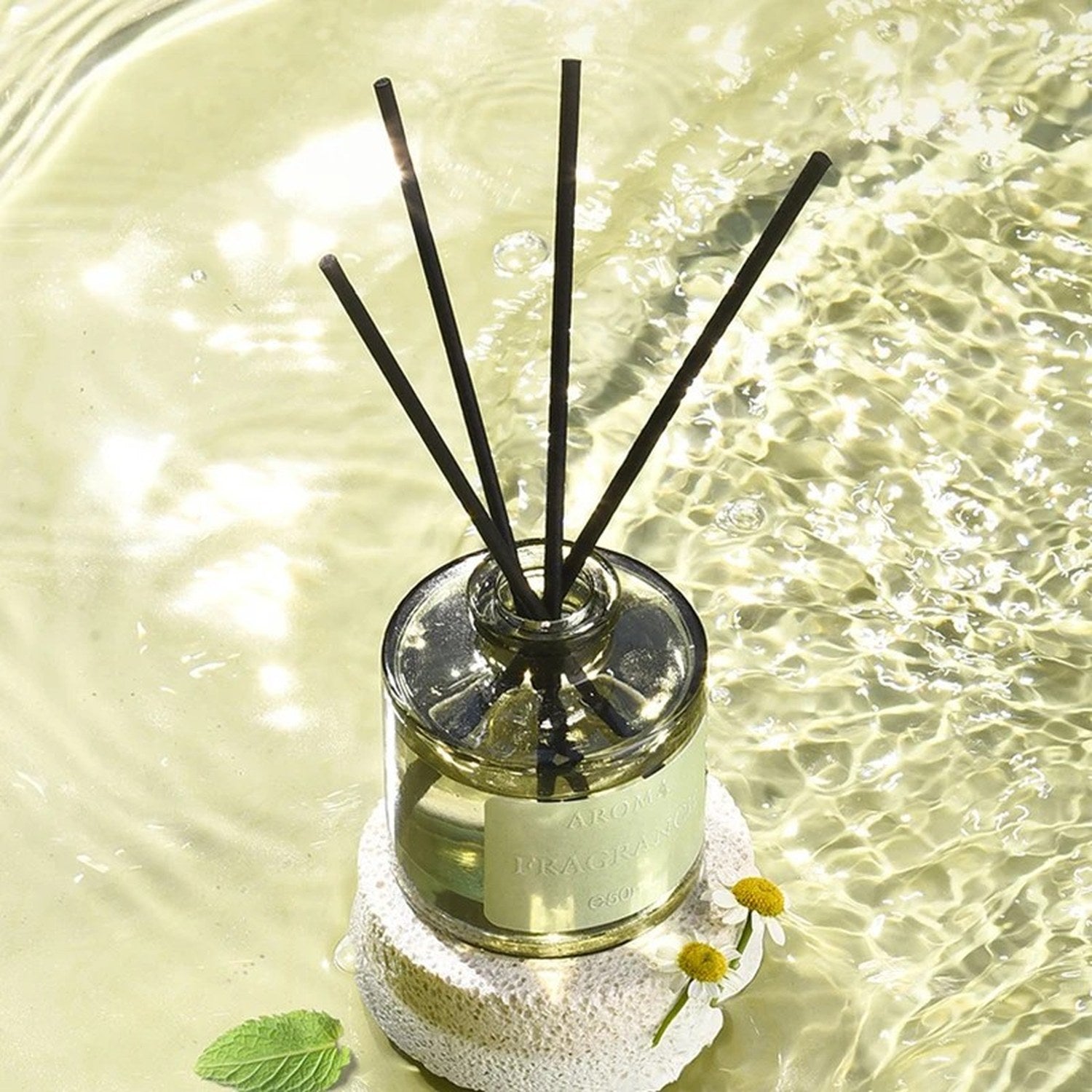 Diffuseur à bâtonnets aromatiques flacon verre transparent 50 ml