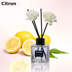 Diffuseur de parfum fragrance Citron avec bâtonnets roseau et décoration citron