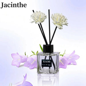 Diffuseur de parfum fragrance Jacinthe avec bâtonnets roseau et fleurs jacinthe violettes