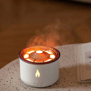 Diffuseur volcanique ultrasonique 360 ml en action avec brume froide, photo produit réelle