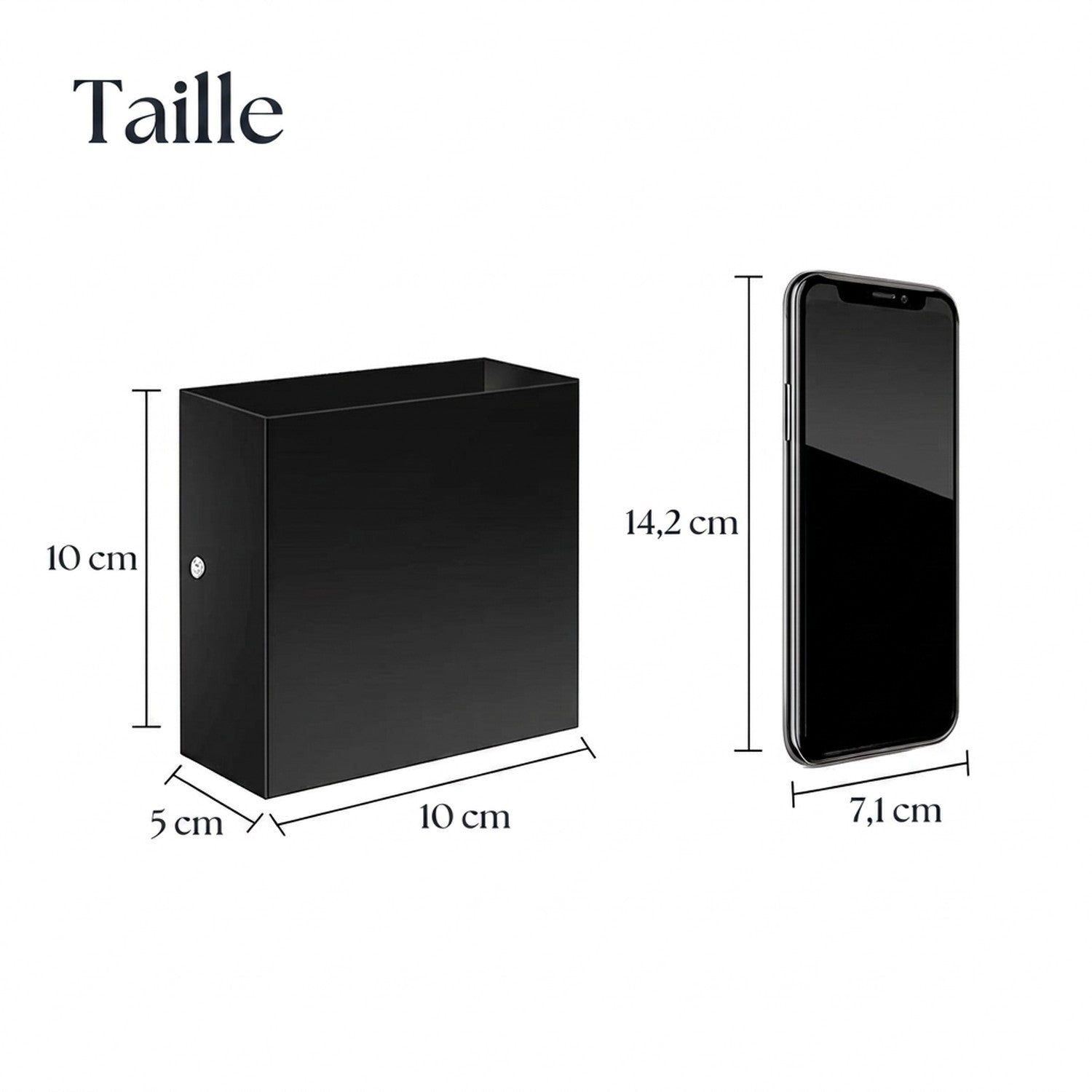 Dimensions de l'applique murale LED 10 cm de haut 10 cm de large et 5 cm de profondeur