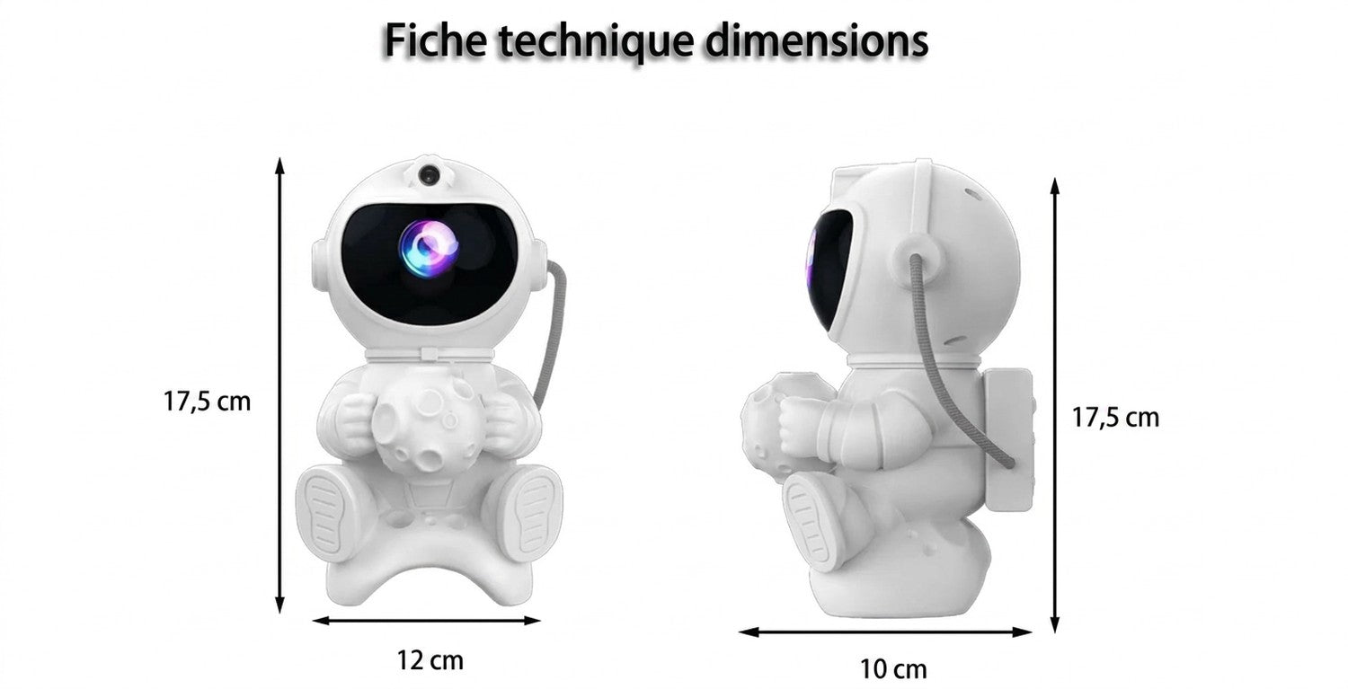 Dimensions de la lampe astronaute 17,5 cm de haut sur 12 cm de large