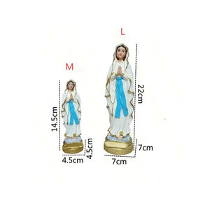 Schéma des dimensions de la statue Vierge Marie taille M 14,5 cm hauteur et taille L 22 cm hauteur