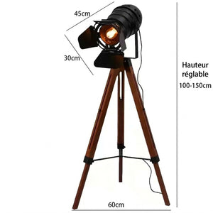 Schéma des dimensions du lampadaire projecteur vintage en cm