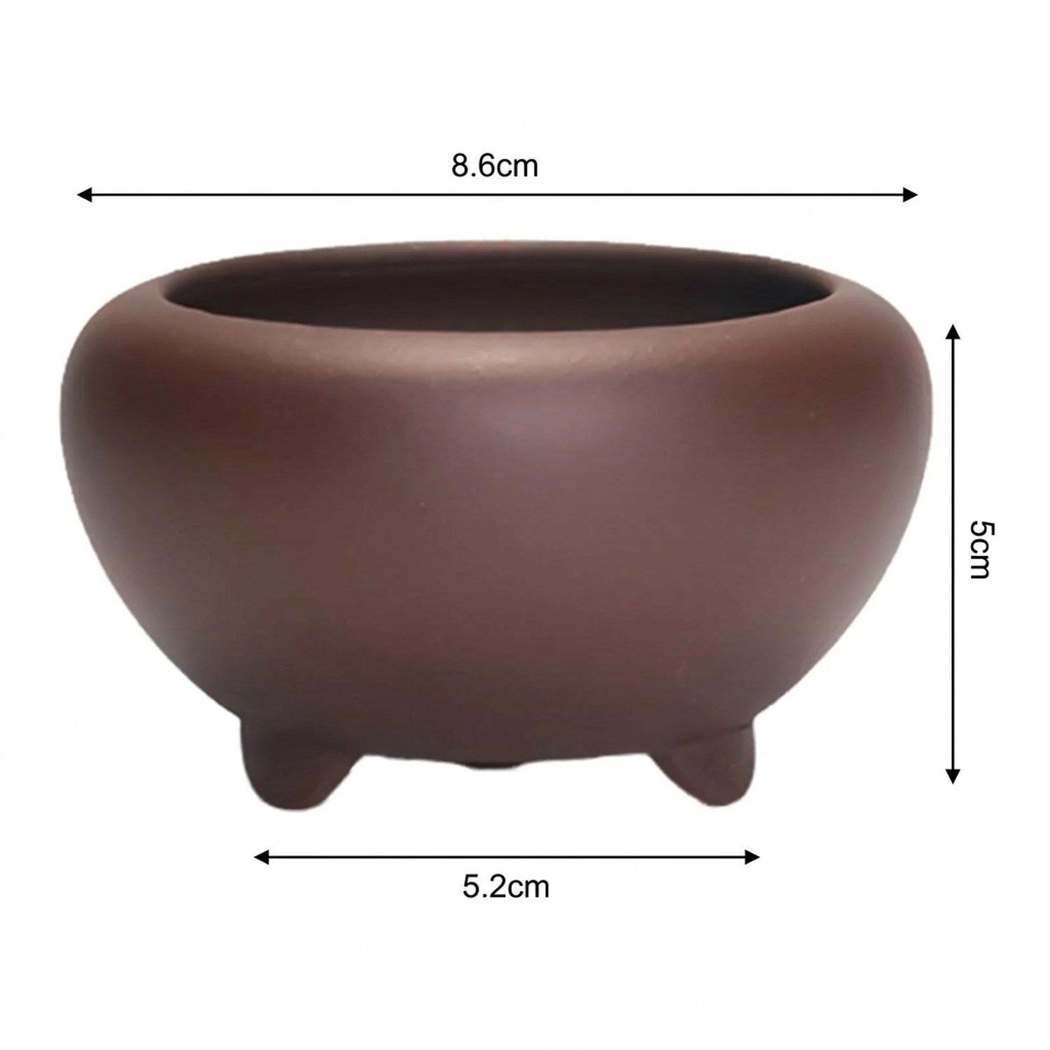 Dimensions mini pot tripode 8,6cm largeur 5cm hauteur
