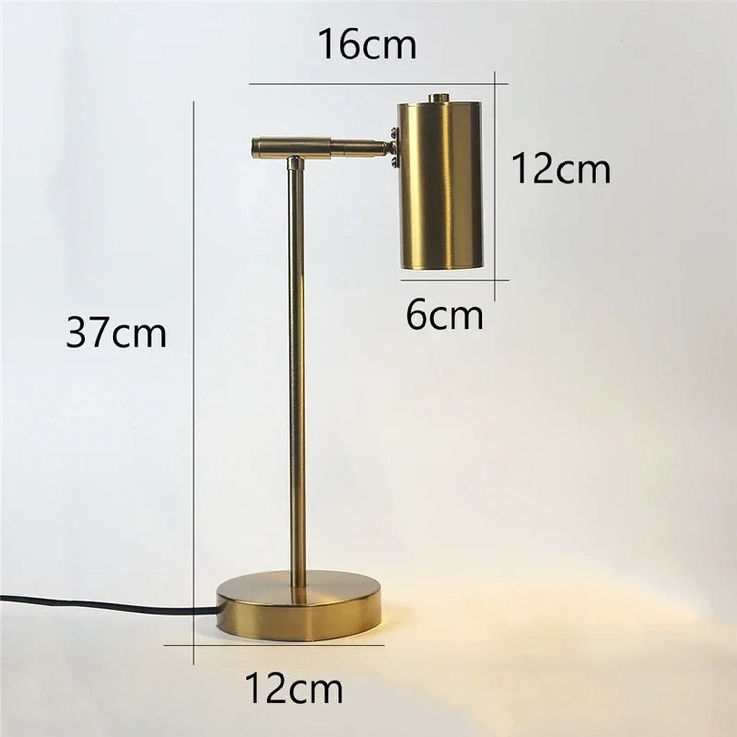 Dimensions de la lampe modèle bras droit hauteur 37 cm base 12 cm en cm