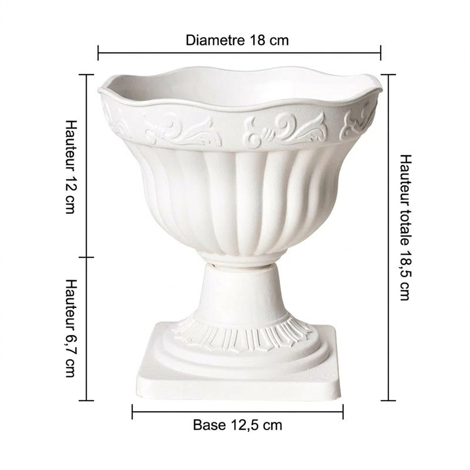 Dimensions du cache-pot colonne romaine en centimètres