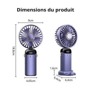 Dimensions du mini ventilateur portable en cm