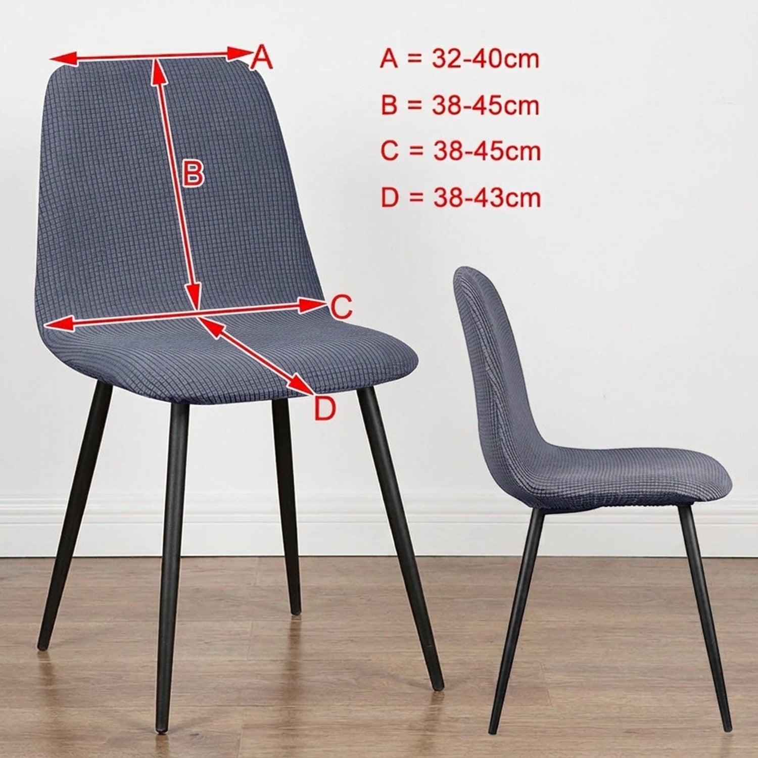 Dimensions de la housse de chaise à dossier court en centimètres