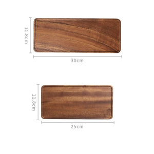 Dimensions des plateaux en bois de noyer 30 cm et 25 cm sur 11,8 cm