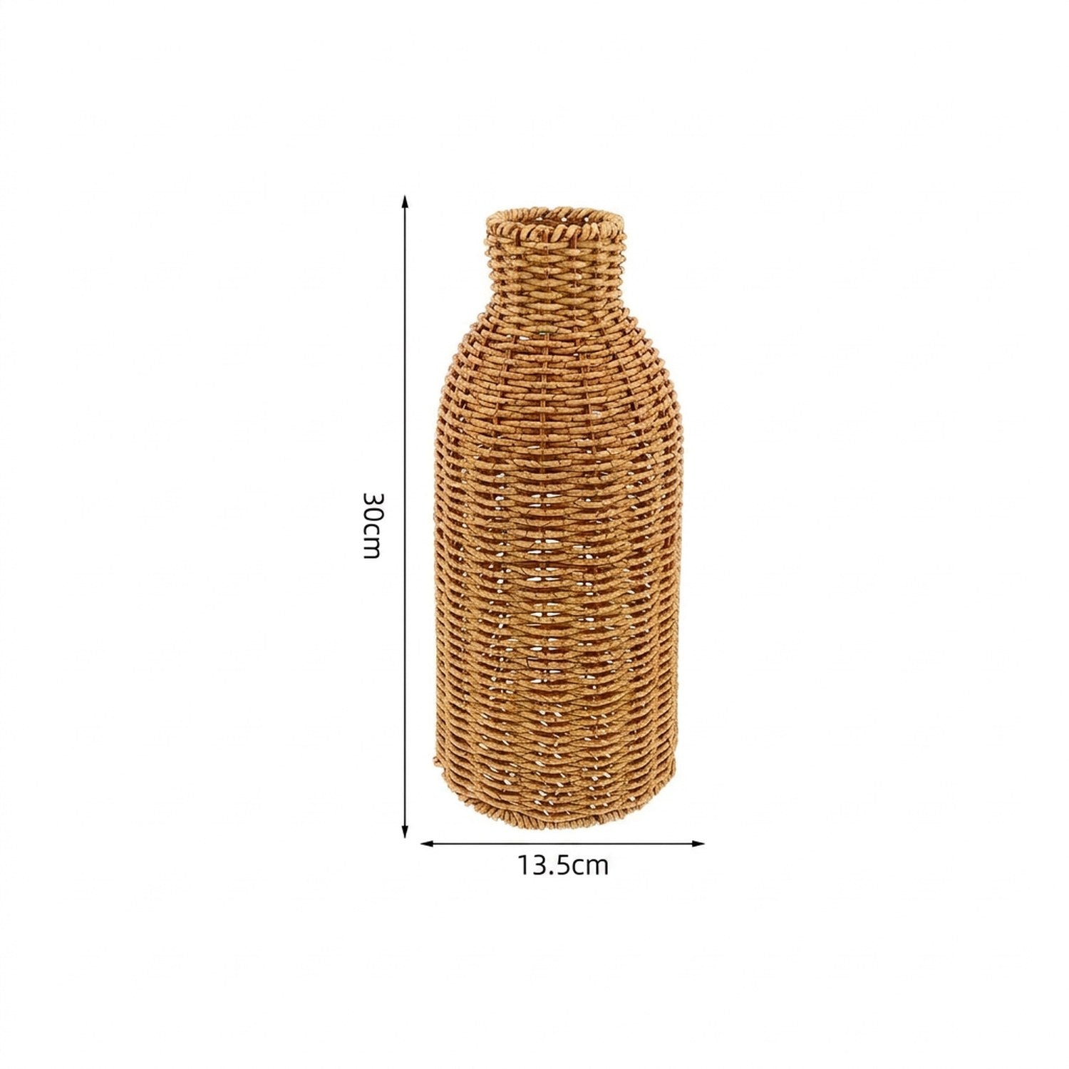 Dimensions du vase en rotin hauteur 30 cm et largeur 13,5 cm