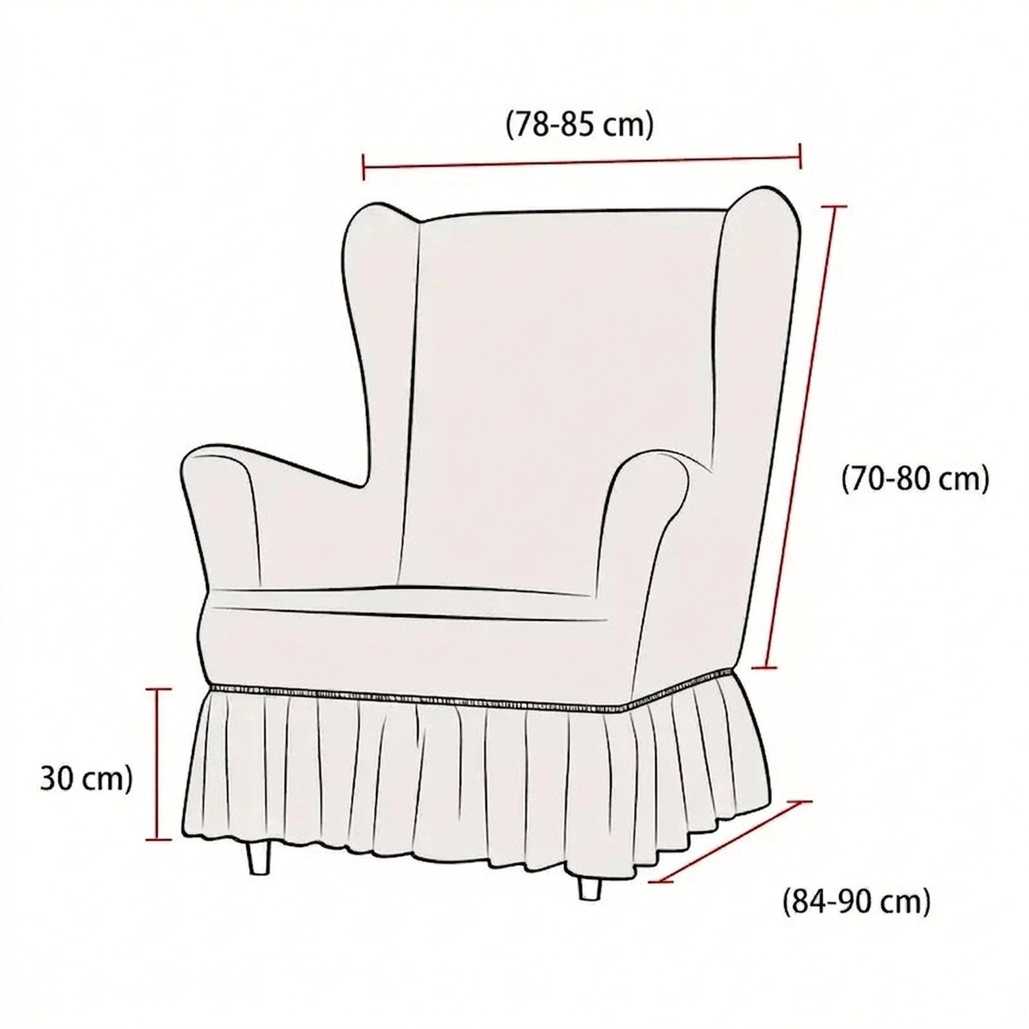 Dimensions de la housse de fauteuil à oreilles en centimètres