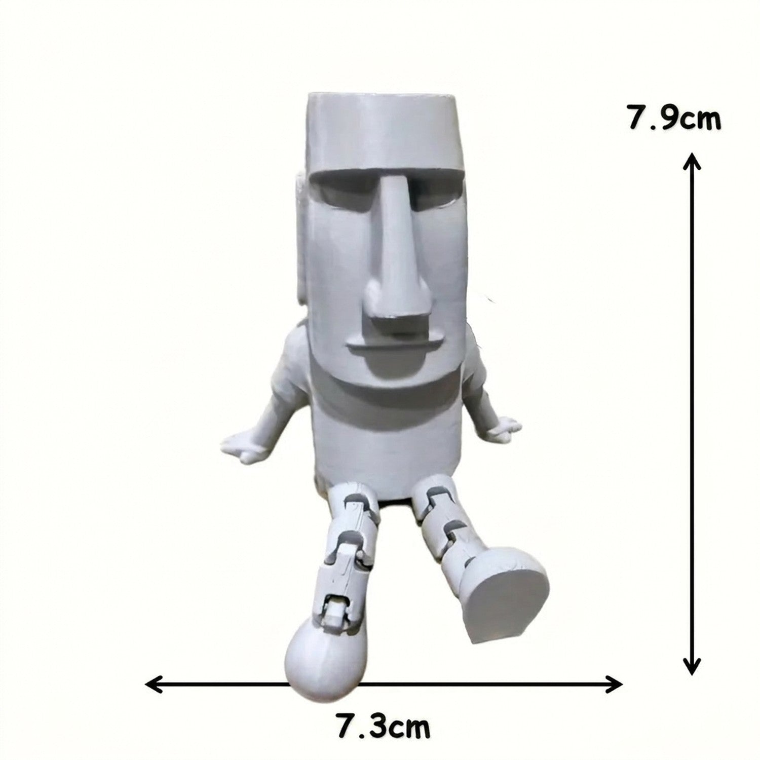 Dimensions de la statue Moai articulée hauteur 7,9 cm et largeur 7,3 cm