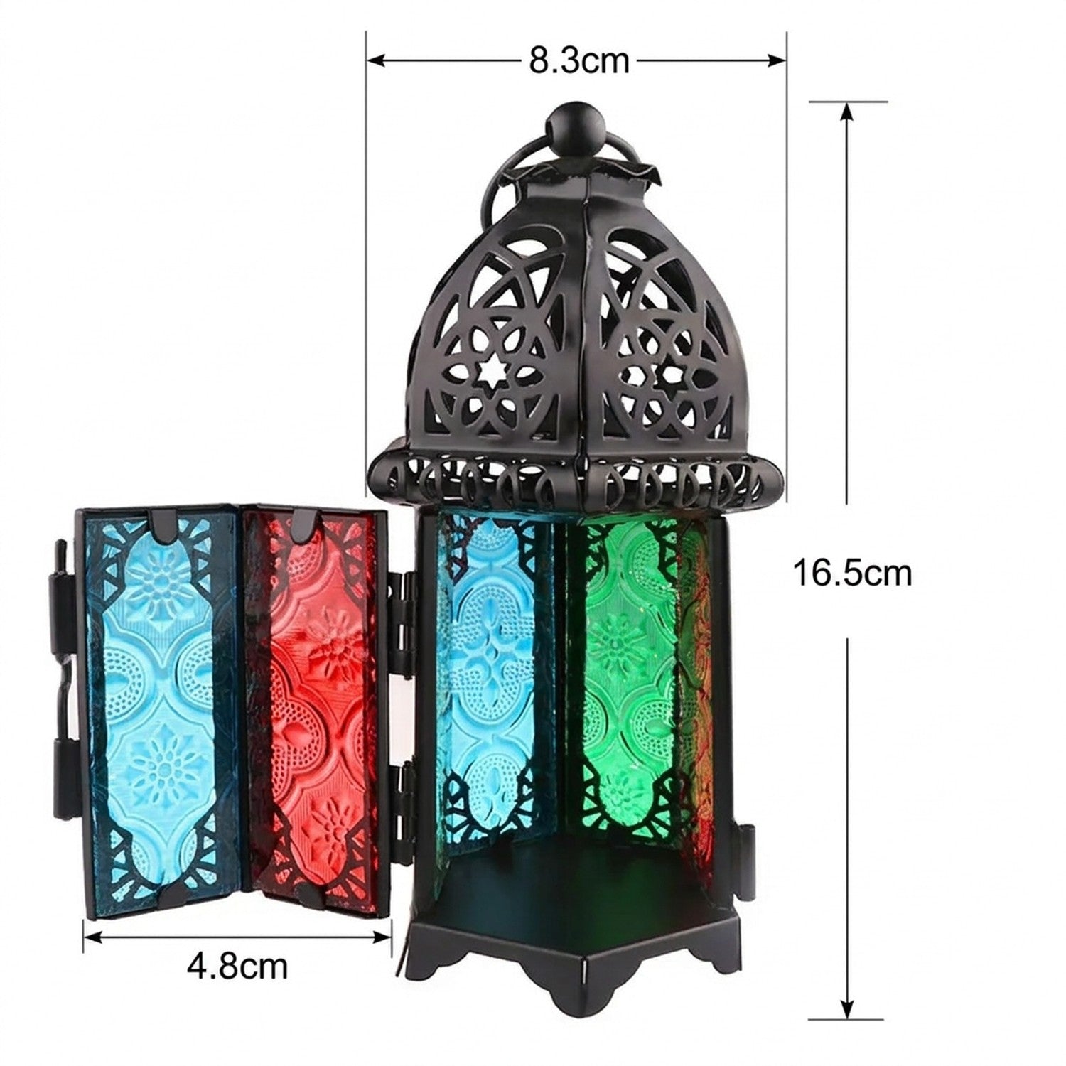 Dimensions lanterne marocaine 8.3cm diamètre 16.5cm hauteur 4.8cm base
