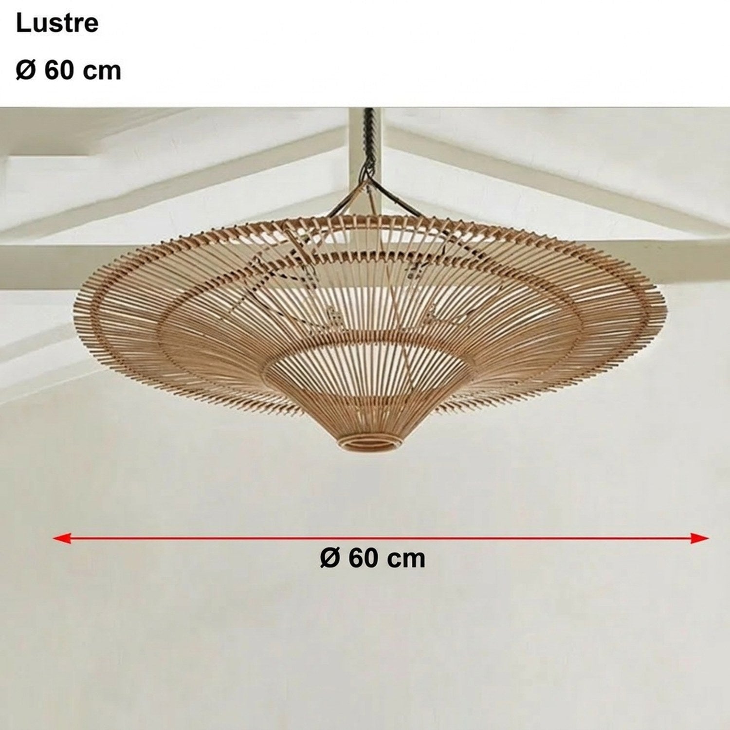 Lustre rotin bambou - dimensions ØD60