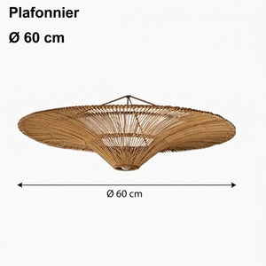Suspension plafonnier rotin - dimensions ØD60