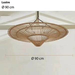 Lustre rotin bambou - dimensions ØD90