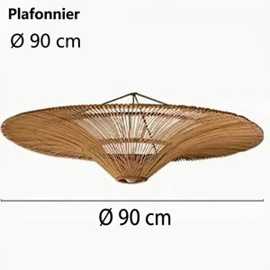 Suspension plafonnier rotin - dimensions ØD90