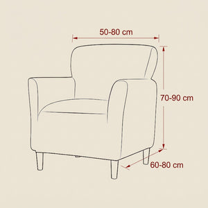 Schéma des dimensions du fauteuil compatible avec la housse extensible