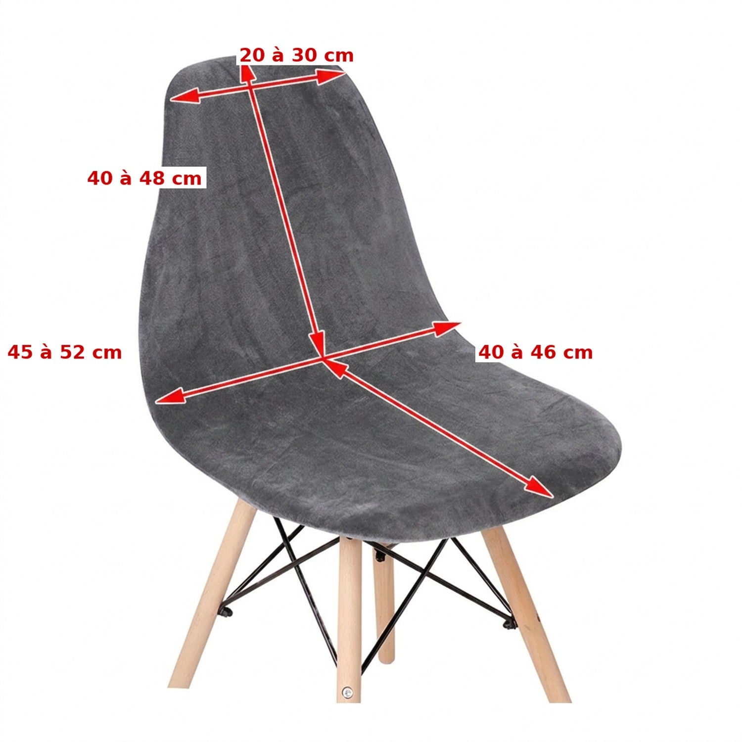 Schema des dimensions de la housse de chaise en centimetres