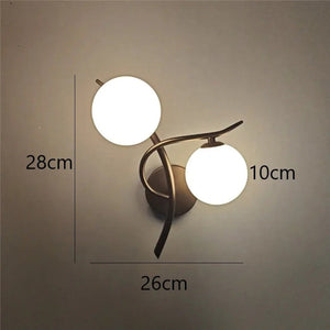 Schéma des dimensions de l'applique murale boules de verre 26 x 28 cm