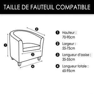 Schéma des dimensions de fauteuil compatible avec la housse en cm