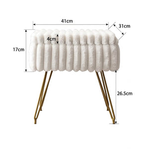 Dimensions du tabouret coiffeuse en fausse fourrure en centimètres