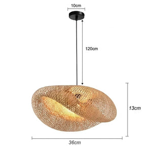 Dimensions suspension bambou vague 36cm - schéma technique