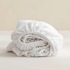 Drap-housse en lin lavé coloris Blanc