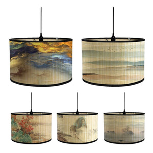 Abat-jour bambou peinture chinoise 5 motifs au choix