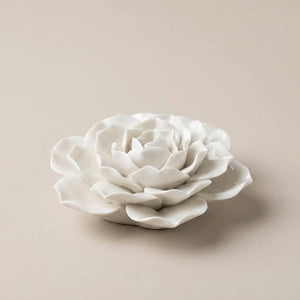 Brûleur d'encens modèle Rose en céramique blanche artisanale