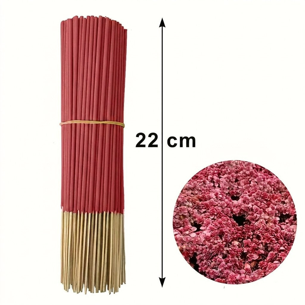 Longueur des bâtonnets d'encens sang de dragon rouge 22 cm représentation schématique