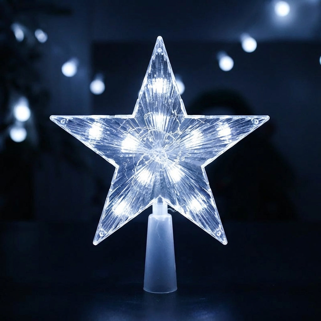 Étoile LED lumière blanche froide pour sapin