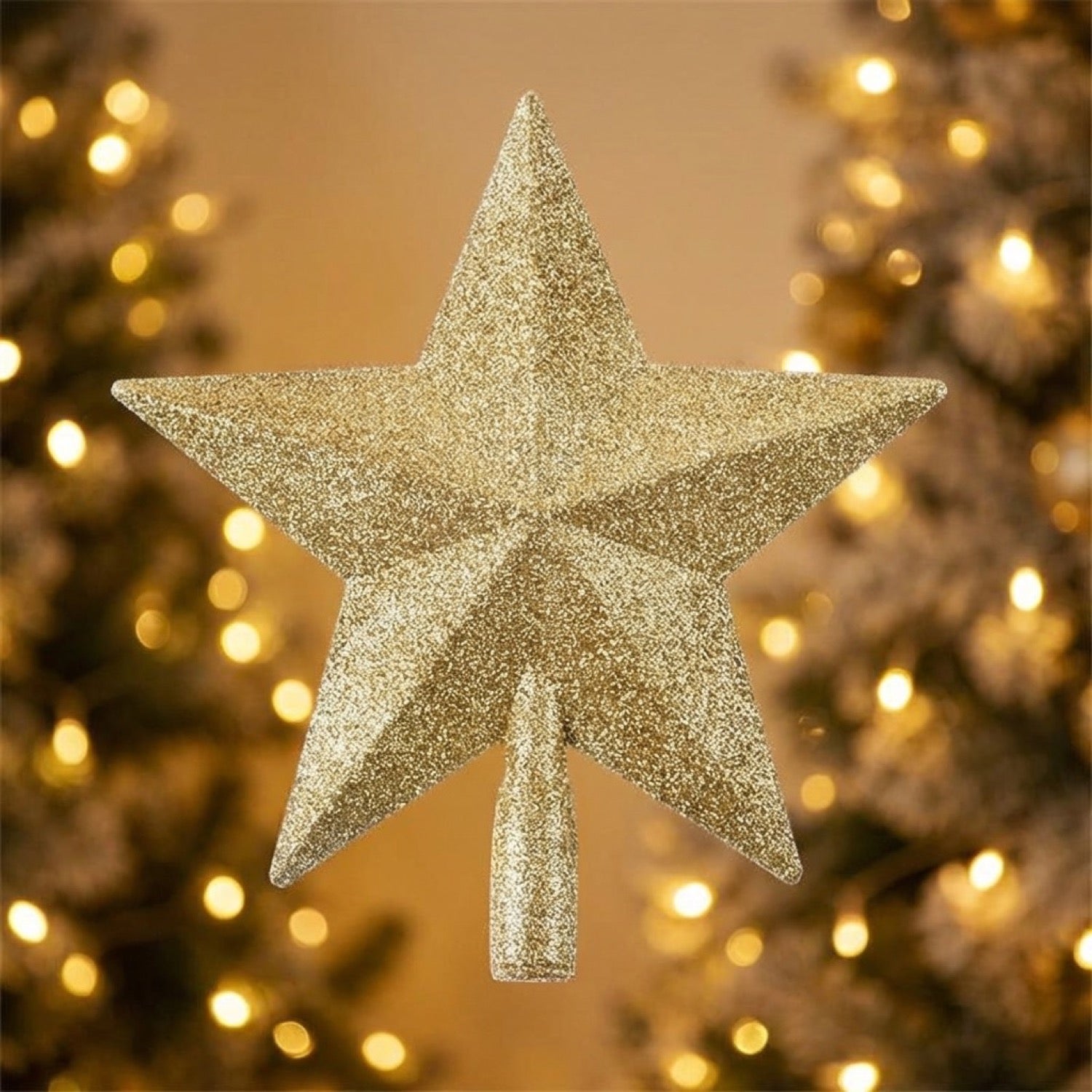 Étoile de Noël cime de sapin pailletée couleur dorée