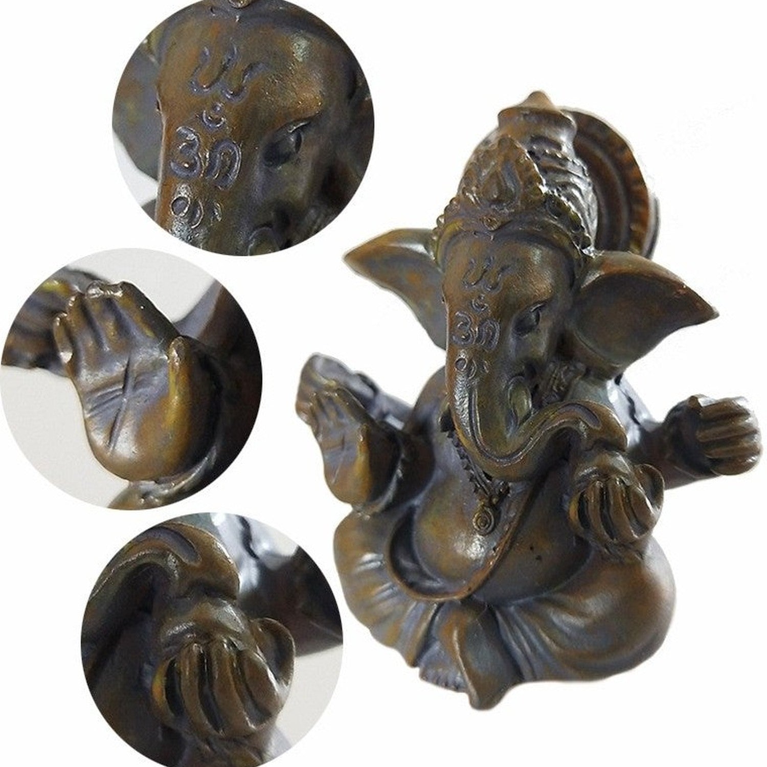 Détail sculpture figurine Ganesha résine bronze ornements ciselés