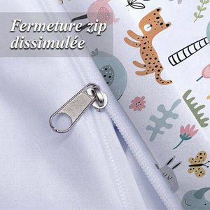 Détail de la fermeture zip dissimulée de la housse de couette
