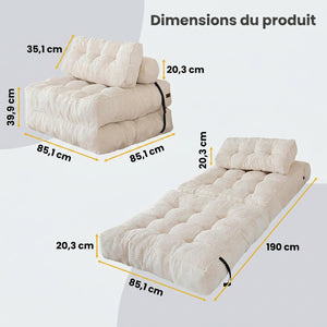 Schéma des dimensions de la chaise pliante convertible en centimètres
