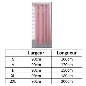 Tableau des tailles du rideau double voilage en largeur et longueur centimètres