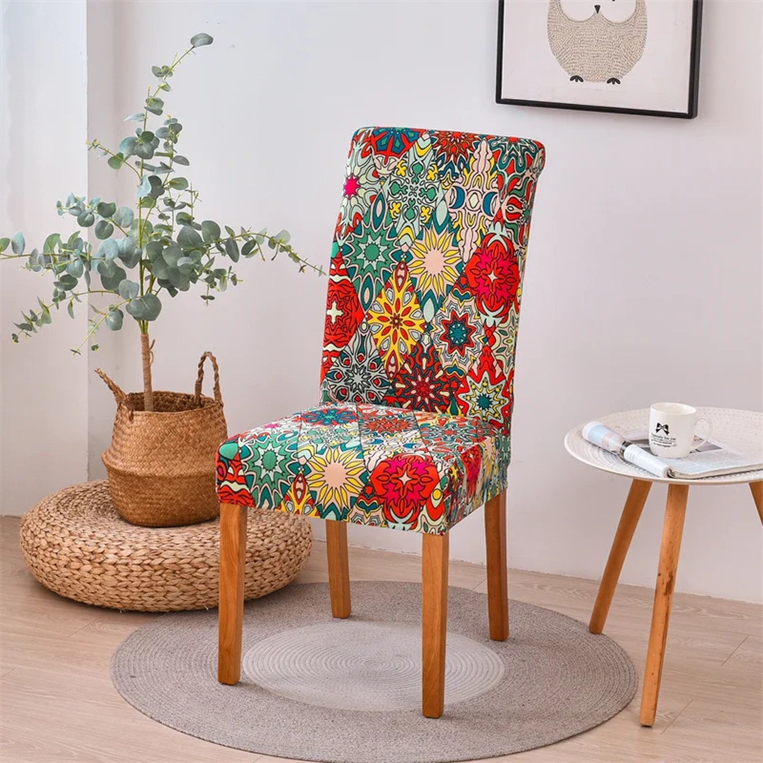 Housse de chaise à motif floral coloré façon bohème