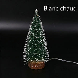 Sapin de Noël artificiel LED lumière blanc chaud sur socle en bois