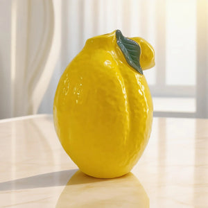 Vase citron céramique jaune face avant fond blanc