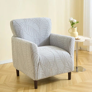 Housse de fauteuil club gris clair vue de face