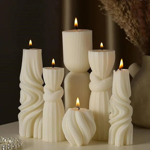 Bougie nervurée soja allumée flamme ambiance cocooning