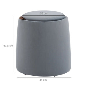 Schéma des dimensions du pouf coffre de rangement en centimètres