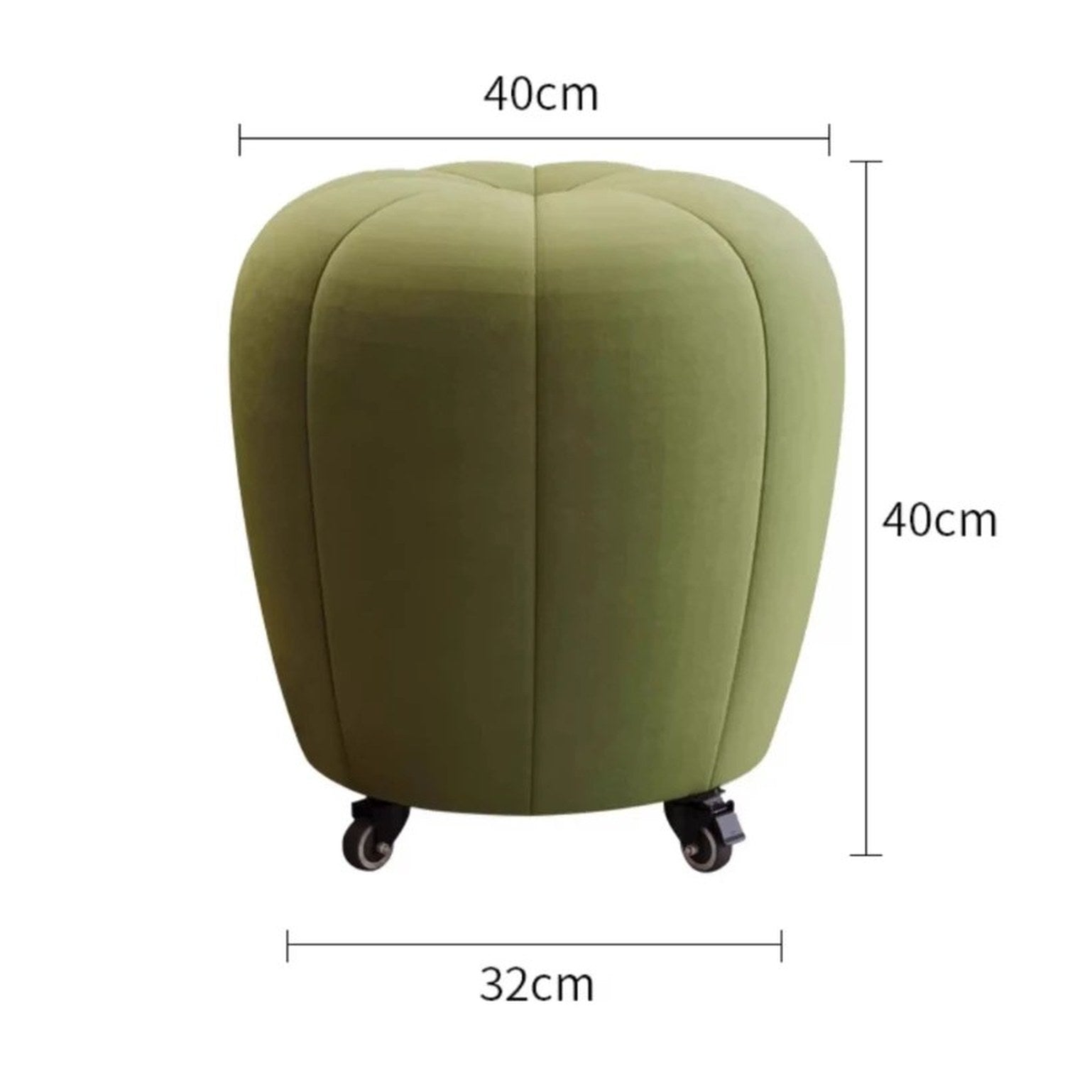 Schéma des dimensions du pouf tabouret citrouille en centimètres