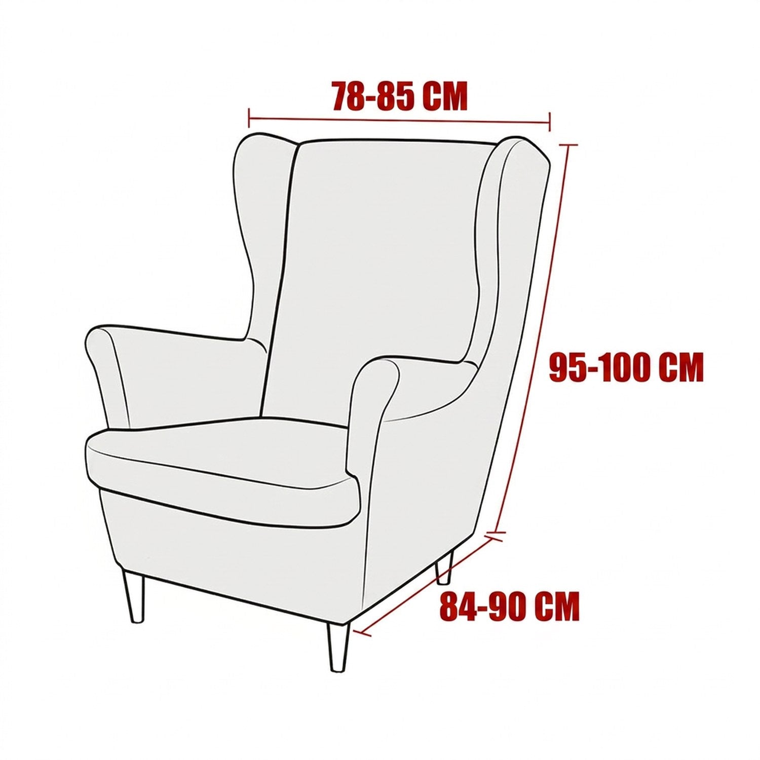 Guide des mesures du fauteuil bergère avec les dimensions en cm