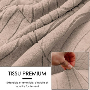 Gros plan du tissu jacquard extensible de la housse fauteuil club
