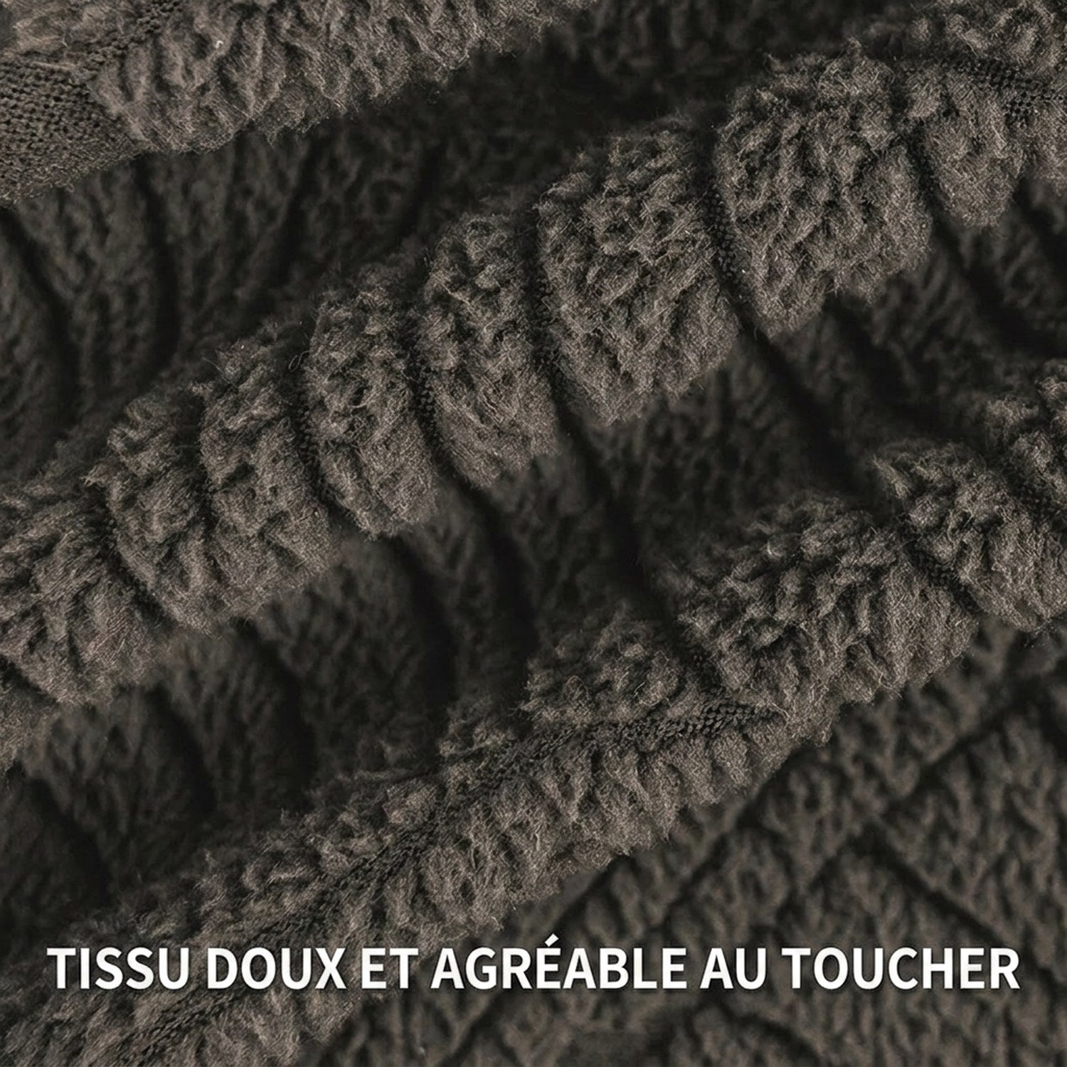 Gros plan du tissu jacquard doux de la housse fauteuil bergère